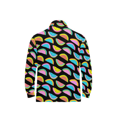Watermelon Pattern Print Design WM08 Long Sleeve Polo Shirt For Men's