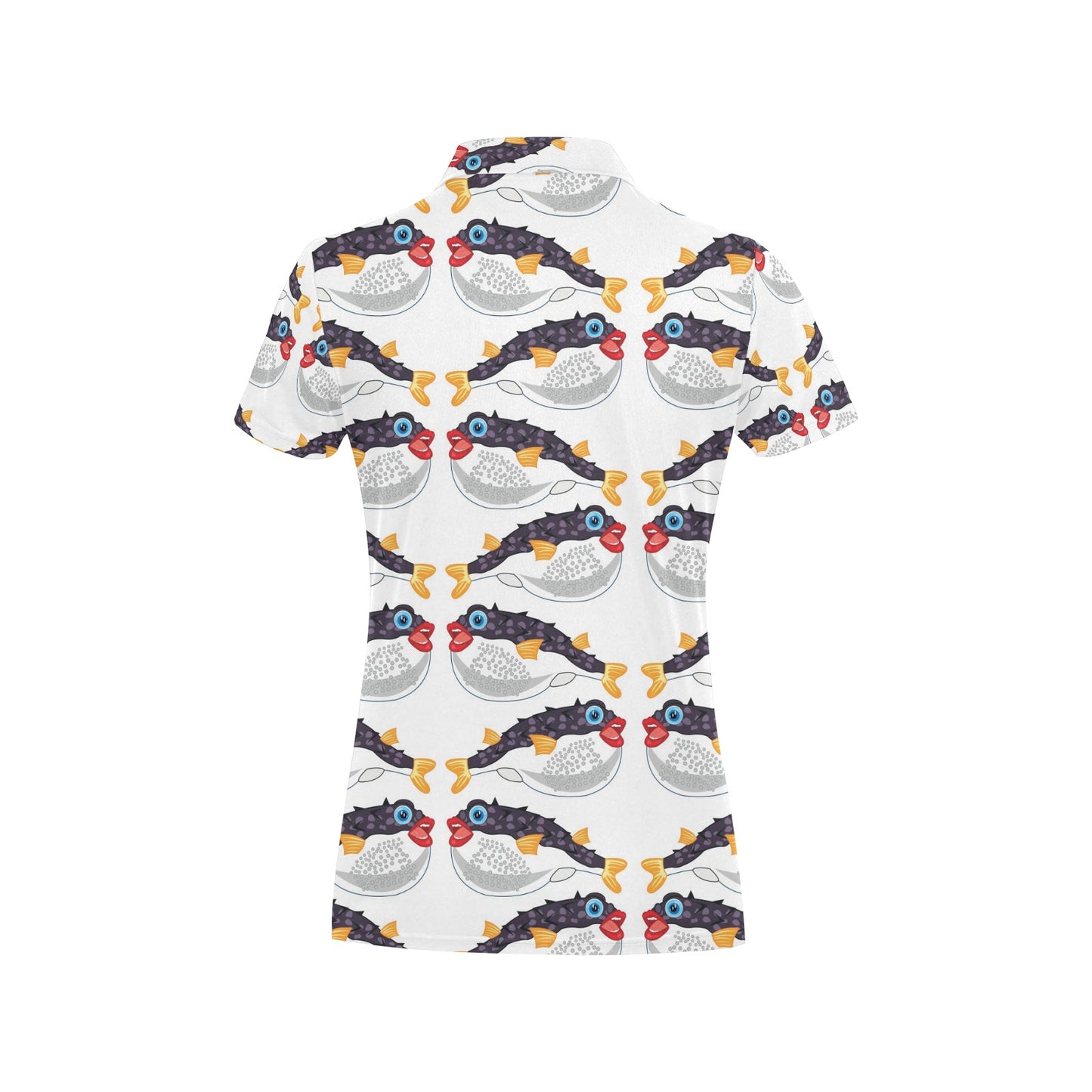 Fugu Pattern Print Design 03 Women's Polo Shirt