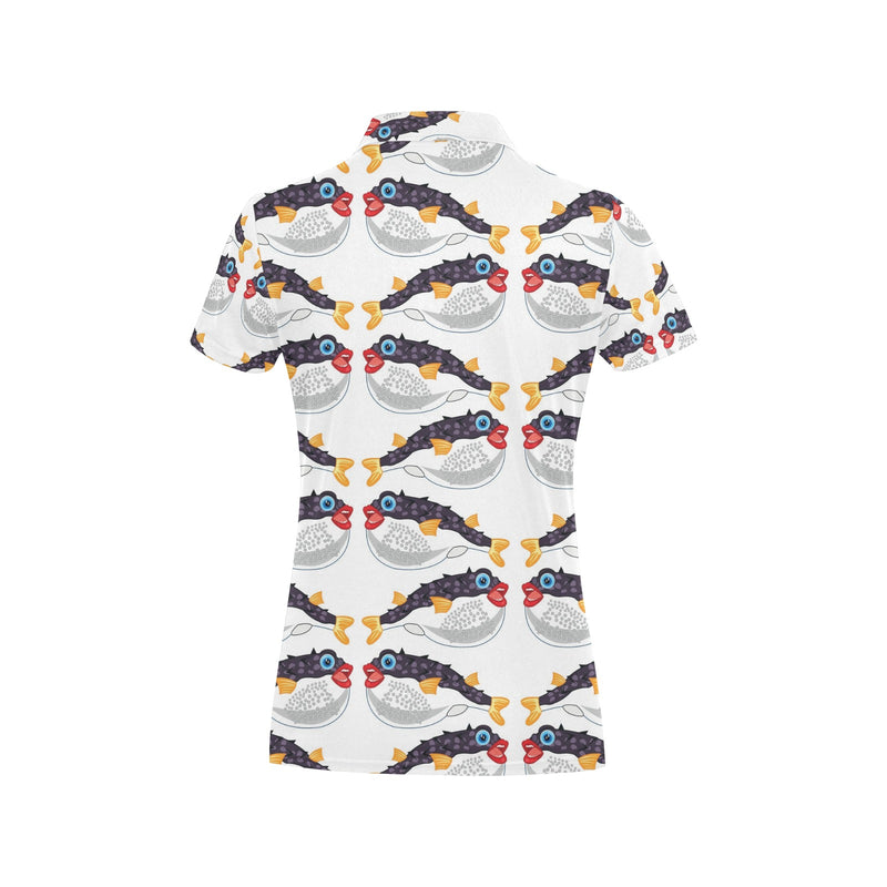 Fugu Pattern Print Design 03 Women's Polo Shirt