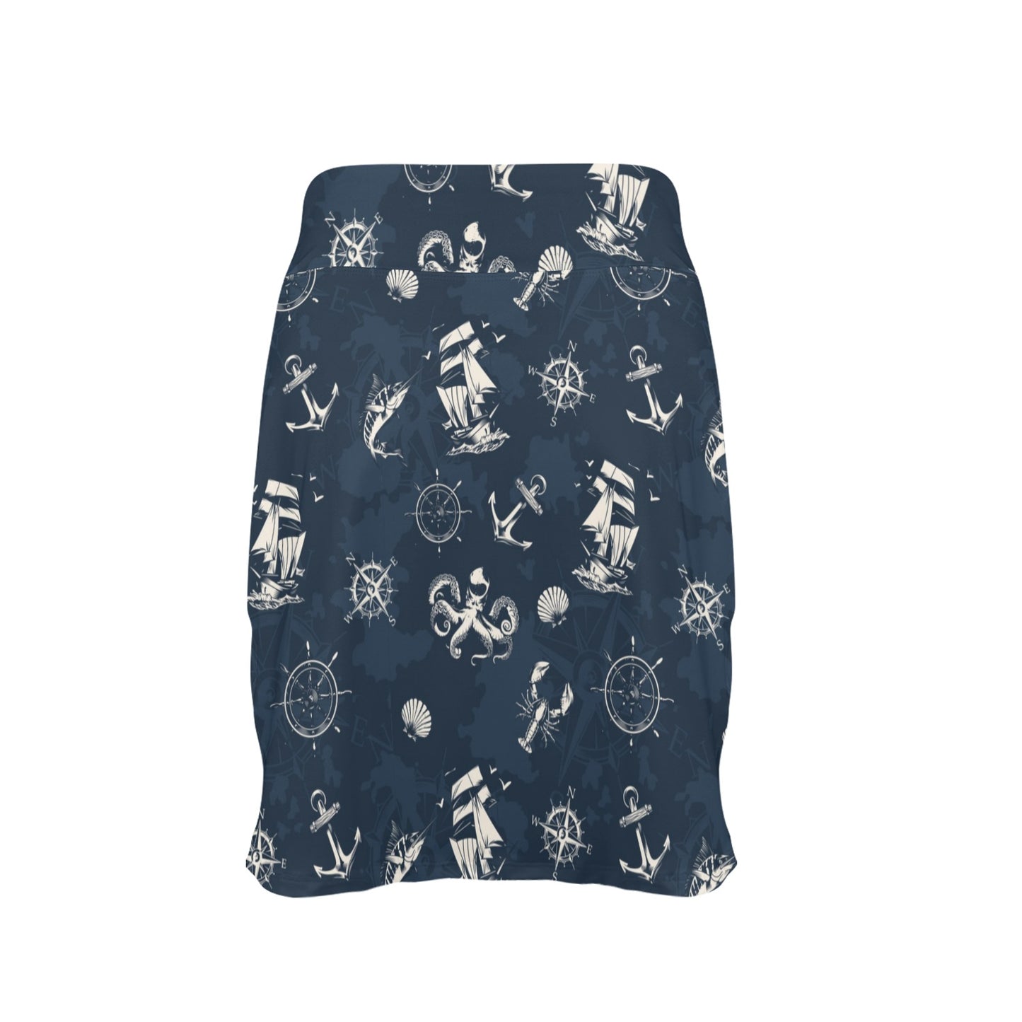 Nautical Sea Themed Print 17" Golf & Pickleball Skort with Pockets