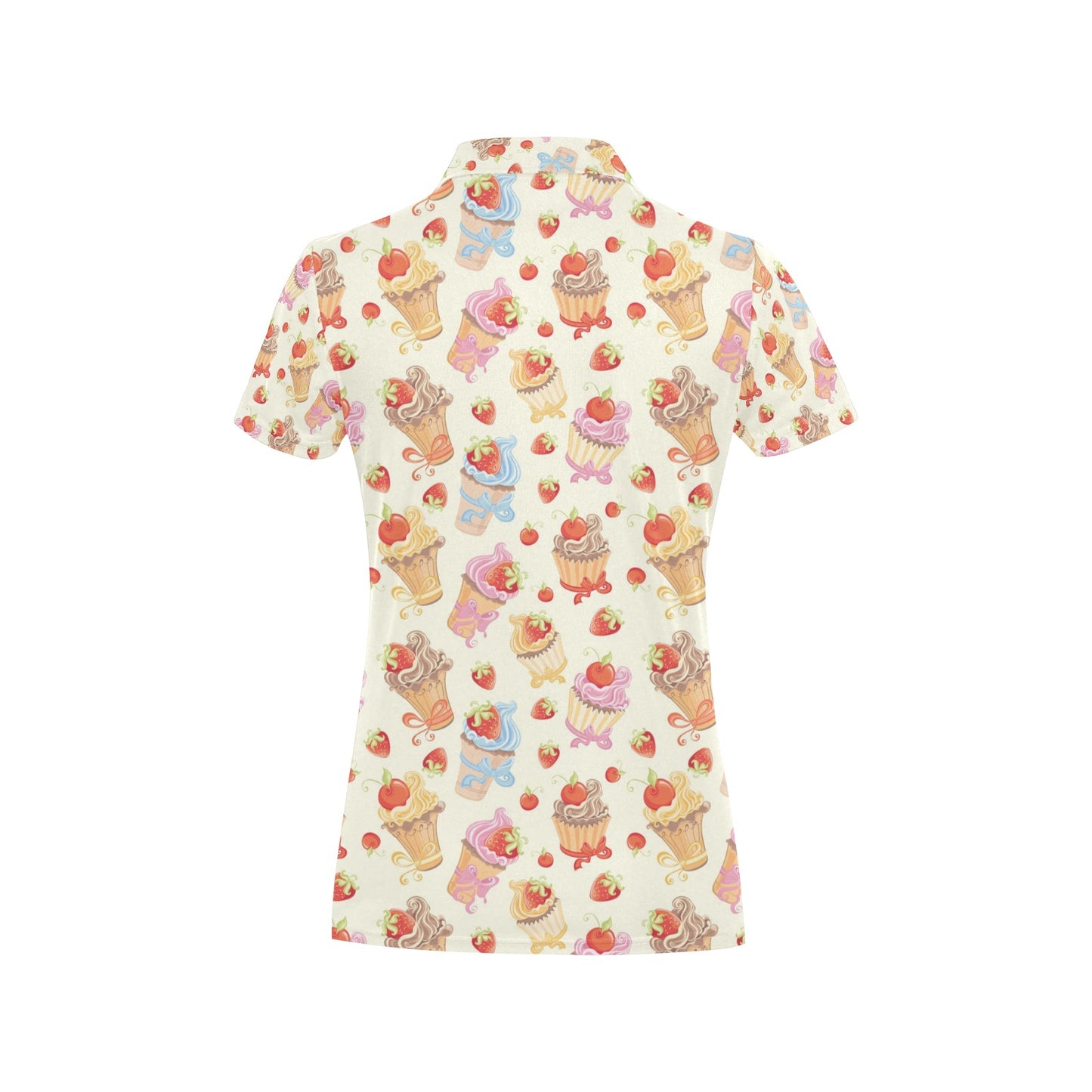 Cupcakes Strawberry Cherry Print Women's Polo Shirt