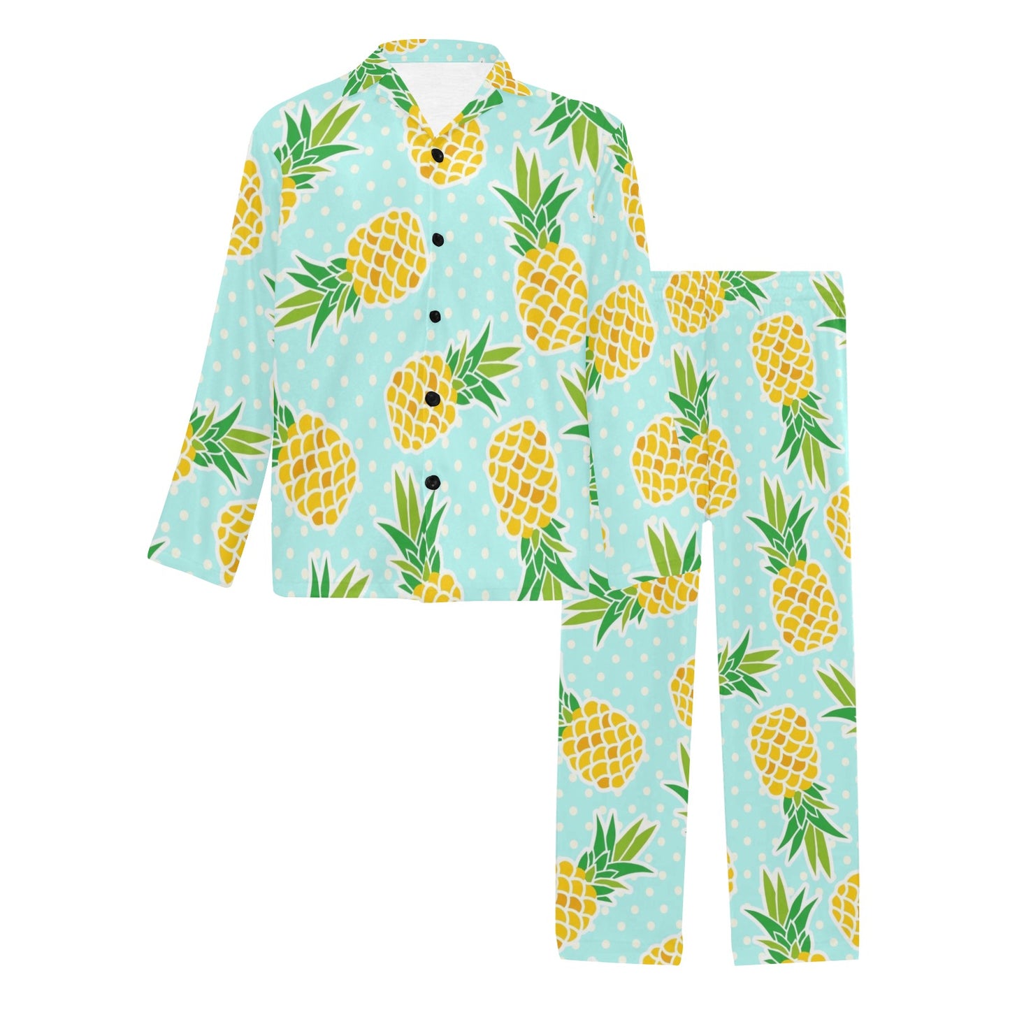 Pineapple Pattern Print Design PP01 Men's Long Pajama Set