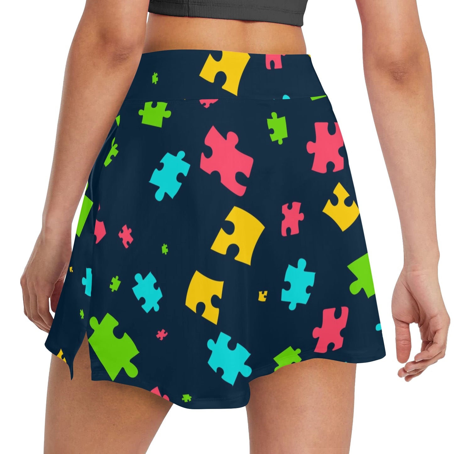 Autism Awareness Colorful Design Print 17" Golf & Pickleball Skort with Pockets