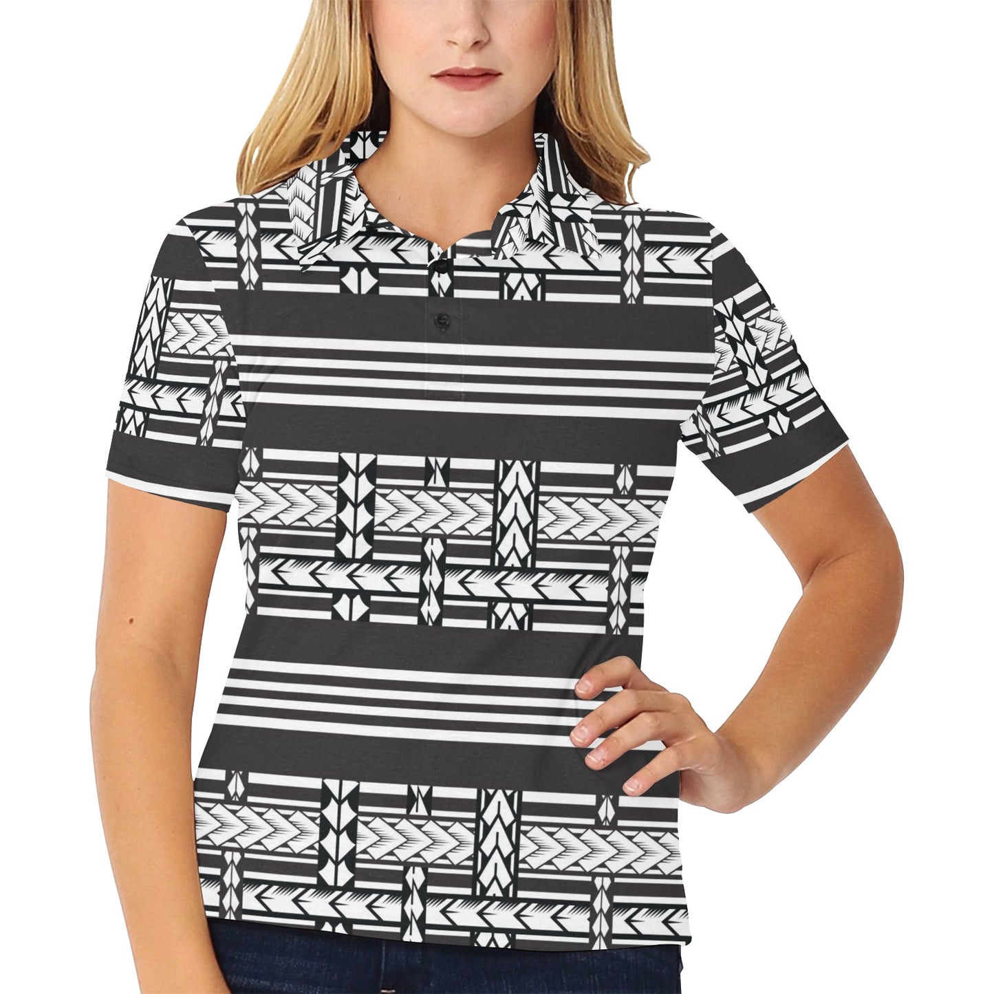 Samoan Tattoo Print Design LKS304 Women's Polo Shirt
