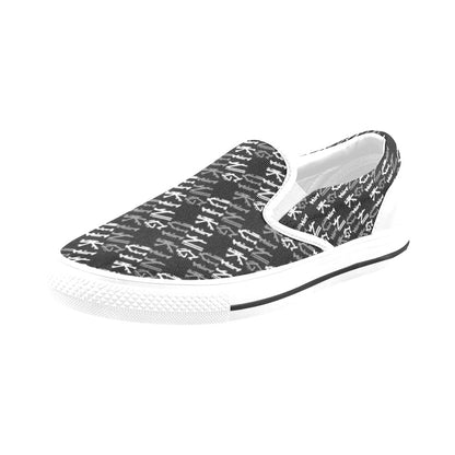 Vikings Print Design LKS306 White Slip Ons Canvas Women's Shoes