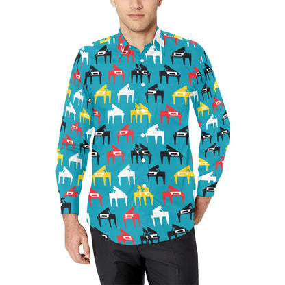 Piano Print Design LKS403 Men's Long Sleeve Dress Shirt