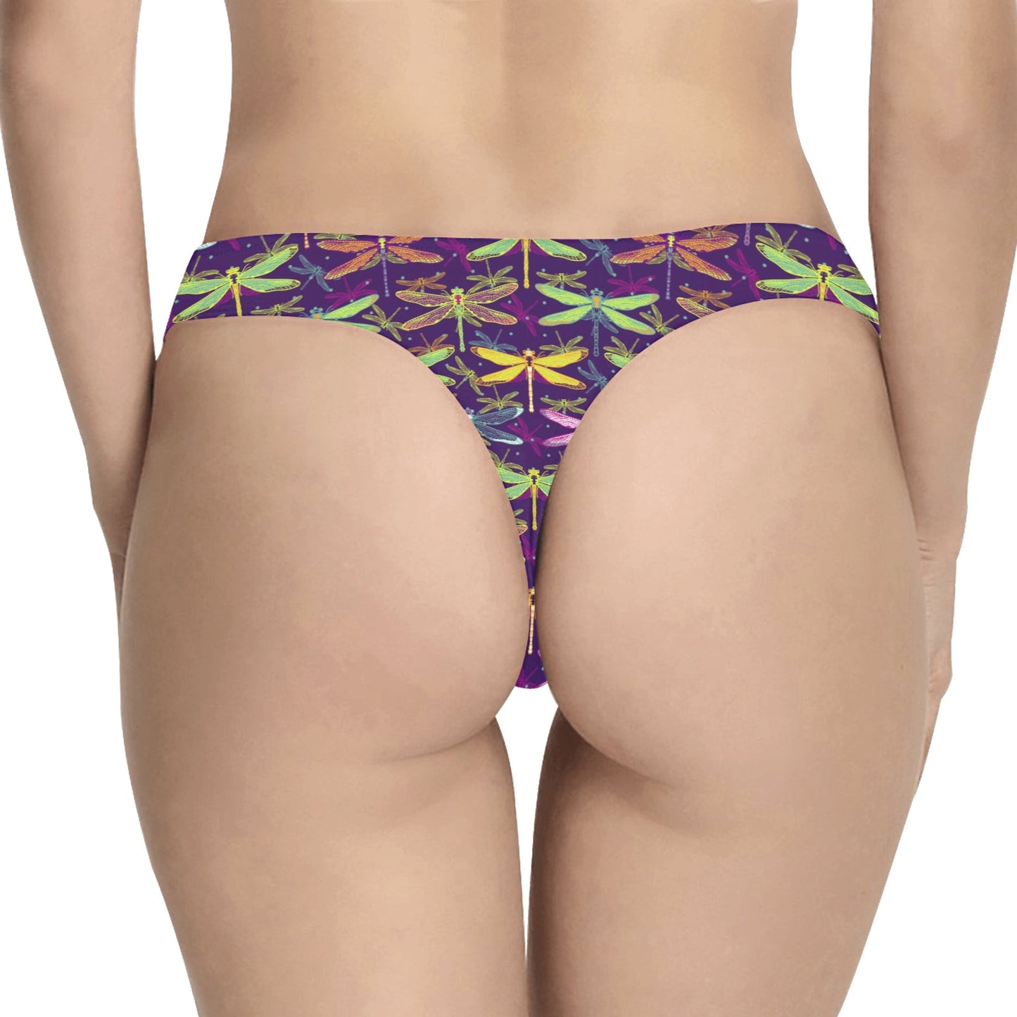 Dragonfly Neon Color Print Pattern Women's Thongs