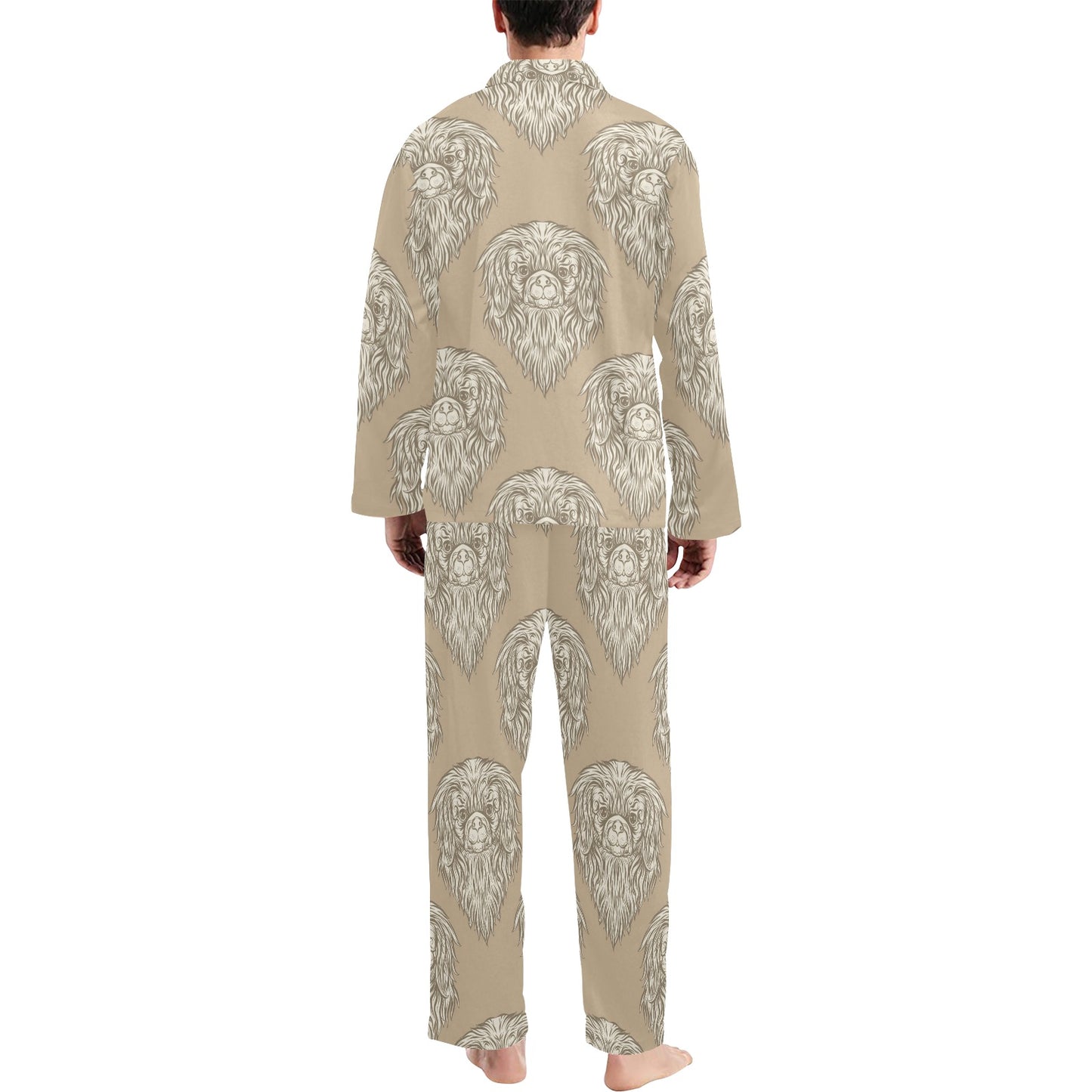 Pekingese Pattern Print Design A01 Men's Long Pajama Set