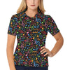 Music Note Colorful Themed Print Women's Polo Shirt