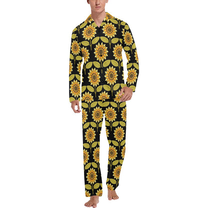Sunflower Pattern Print Design SF015 Men's Long Pajama Set