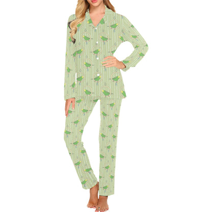 Budgerigar Pattern Print Design 02 Women's Long Pajama Set
