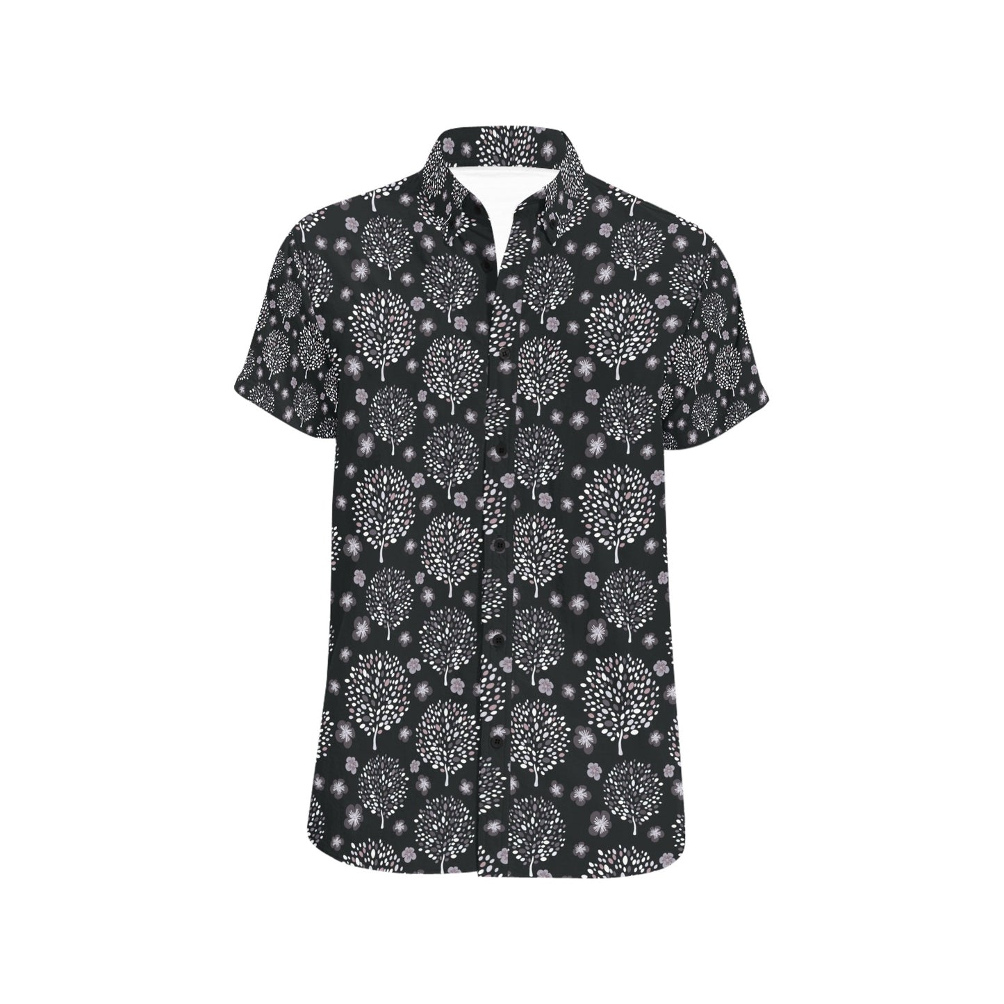 Tree Of Life Print Design LKS304 Men Short Sleeve Button Up Shirt