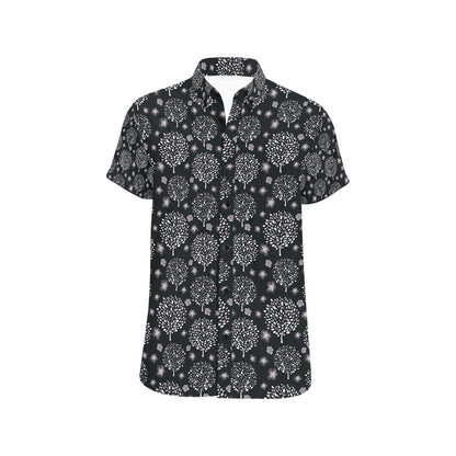 Tree Of Life Print Design LKS304 Men Short Sleeve Button Up Shirt