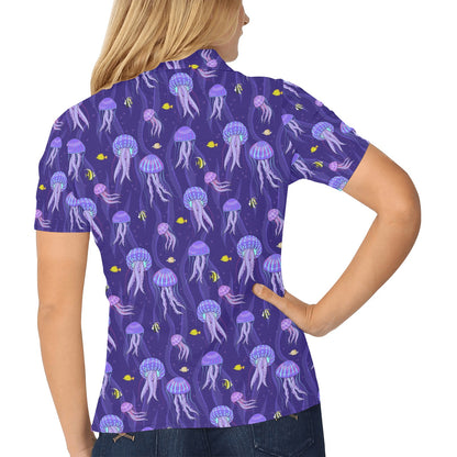 Jellyfish Style Print Women's Polo Shirt