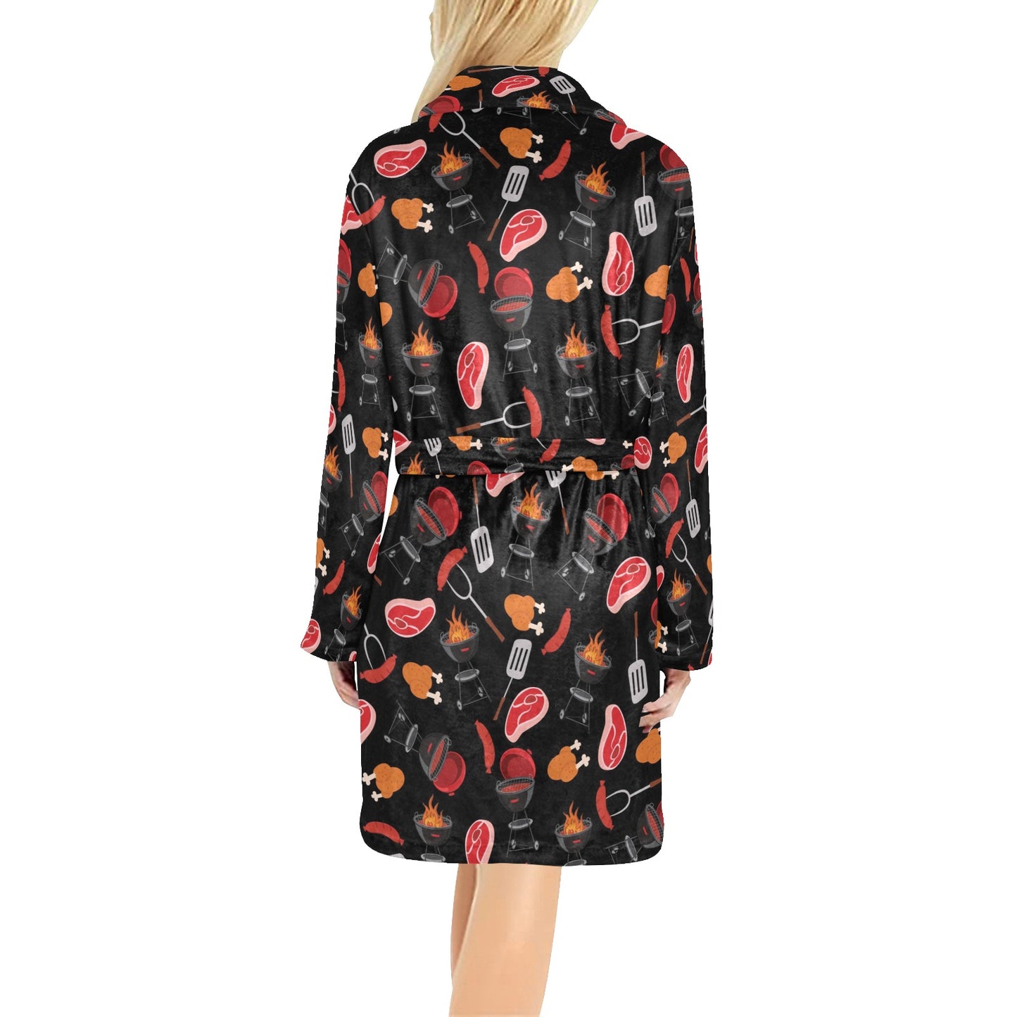 Barbecue Pattern Print Design 04 Women's Fleece Robe