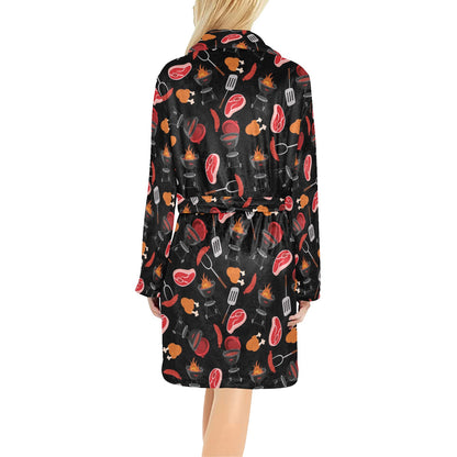Barbecue Pattern Print Design 04 Women's Fleece Robe