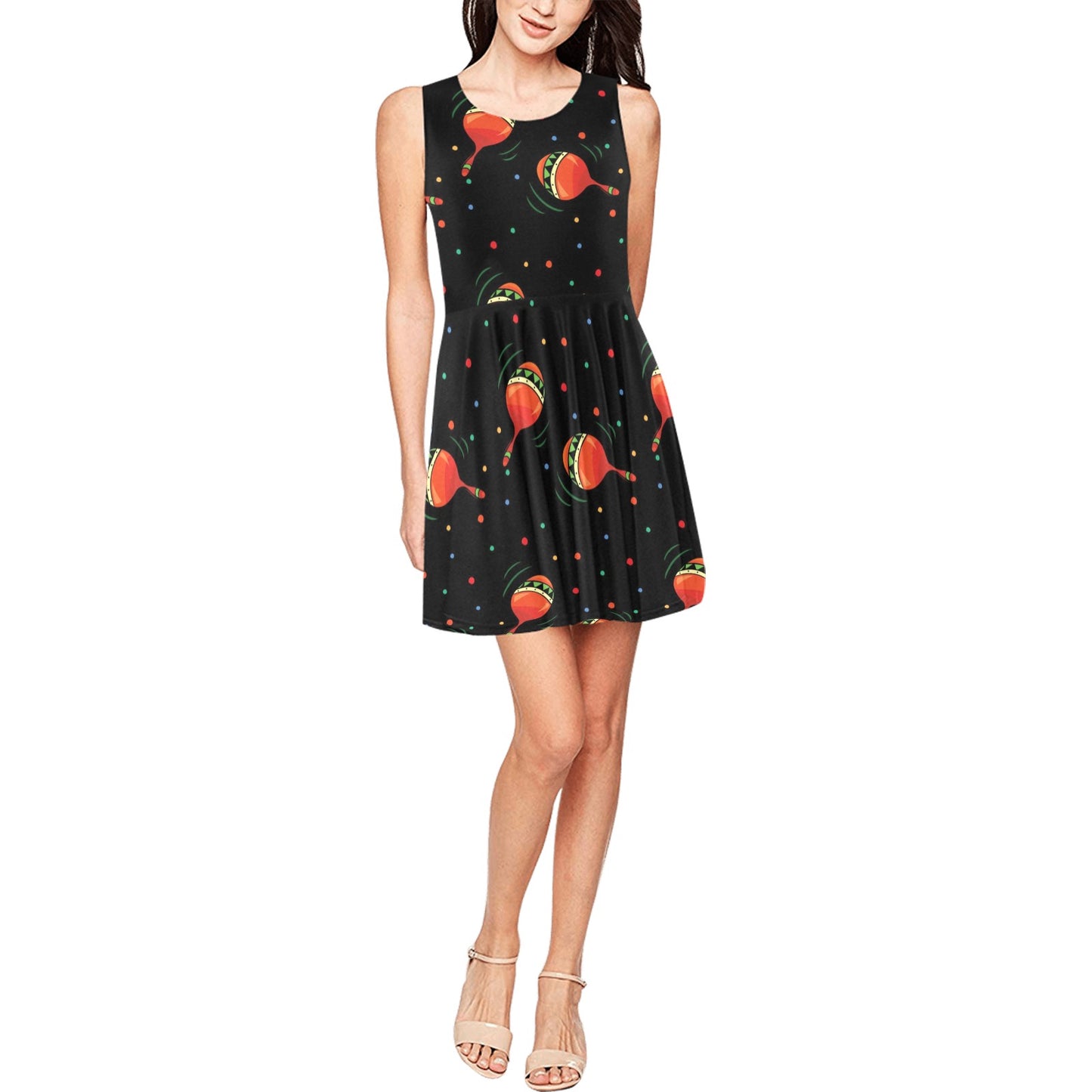 Maracas Pattern Print Design 03 Sleeveless Dress