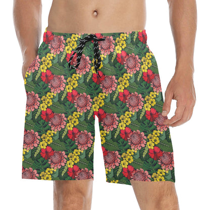 Summer Floral Print Design LKS305 Men's Swim Trunks Beach Shorts