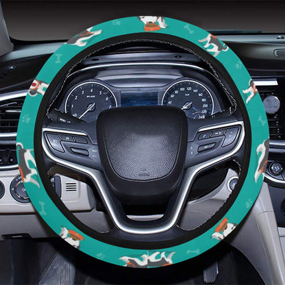 Siberian Huskies Print Design LKS303 Steering Wheel Cover with Elastic Edge