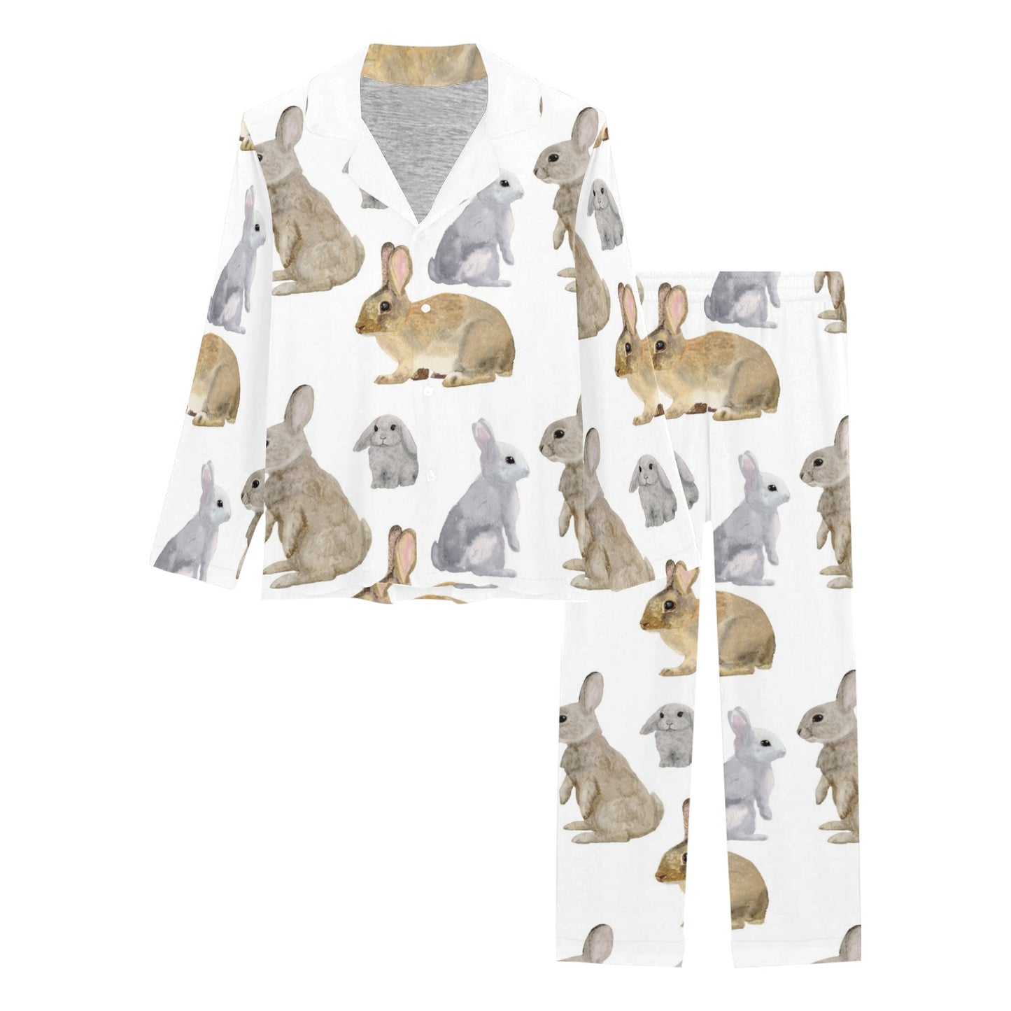 Rabbit Pattern Print Design 02 Women's Long Pajama Set