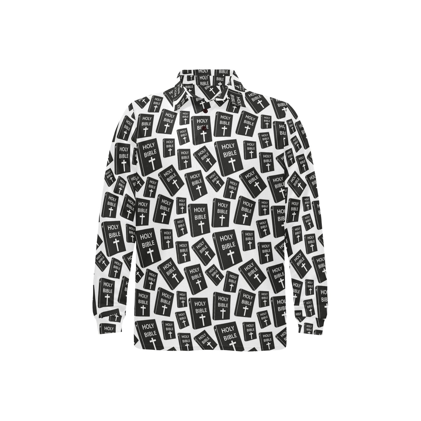 Christian Holy Bible Book Pattern Long Sleeve Polo Shirt For Men's
