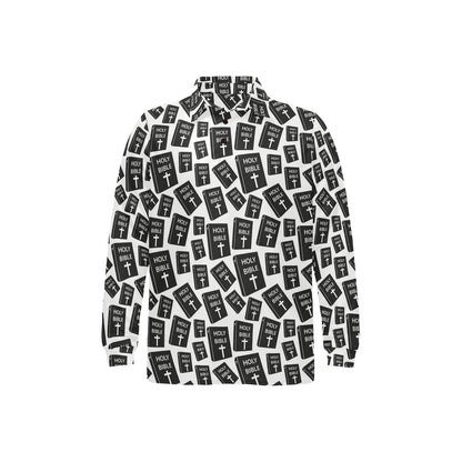 Christian Holy Bible Book Pattern Long Sleeve Polo Shirt For Men's