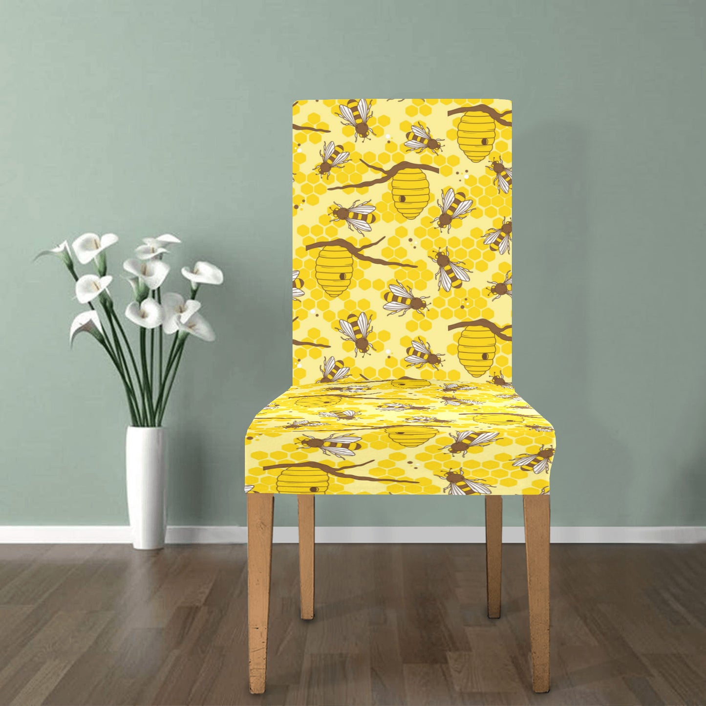 Bee With Honeycomb Print Design LKS302 Dining Chair Slipcover