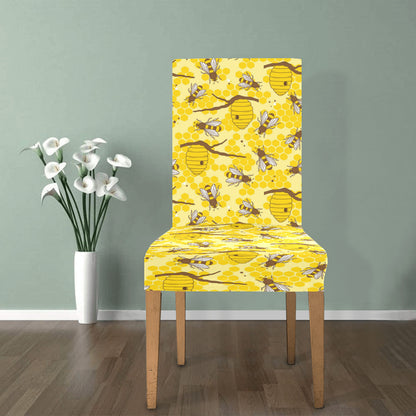 Bee With Honeycomb Print Design LKS302 Dining Chair Slipcover