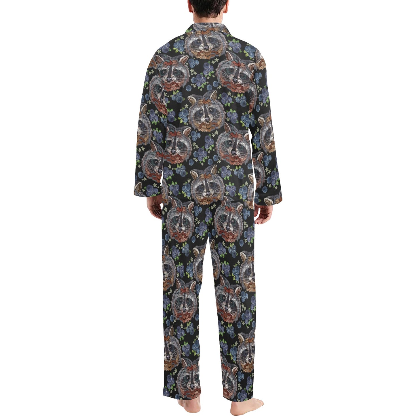 Raccoon Pattern Print Design A03 Men's Long Pajama Set