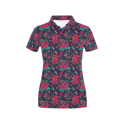Old School Tattoo Print Women's Polo Shirt