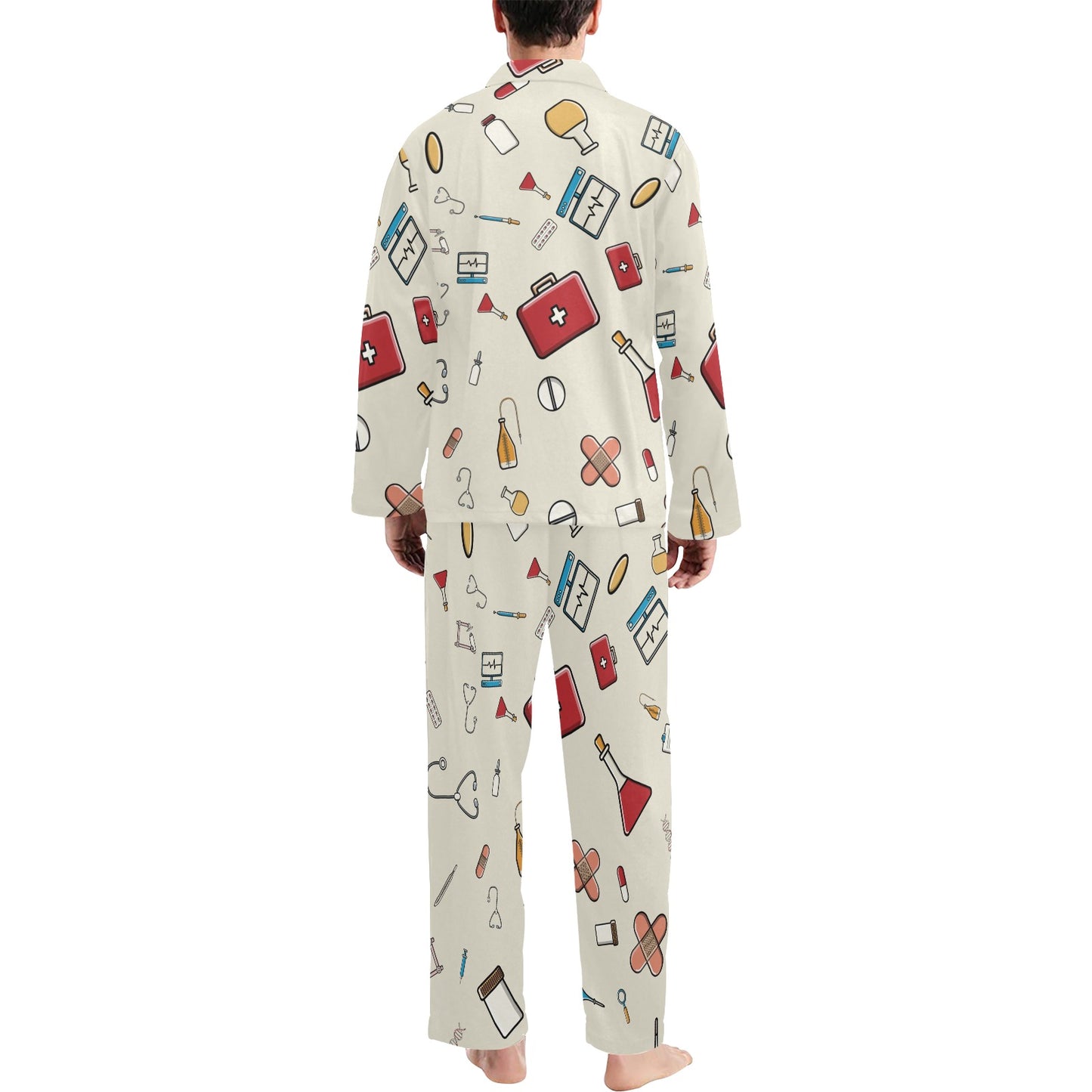 Nurse Pattern Print Design A04 Men's Long Pajama Set
