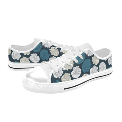 Seashell Print Design LKS3013 Women's White Low Top Shoes