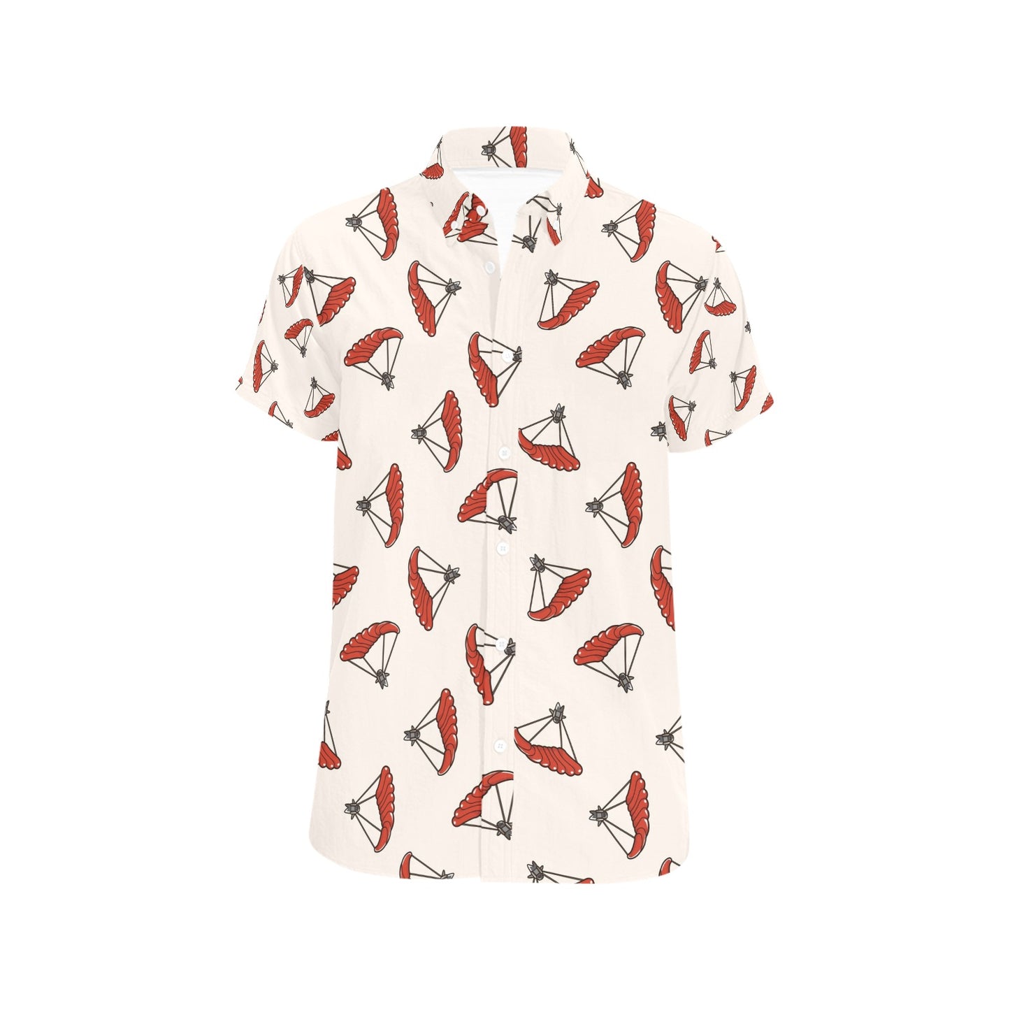 Skydiver Print Design LKS302 Men Short Sleeve Button Up Shirt