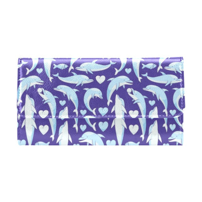 Dolphin Smile Print Pattern Women's Trifold Wallet