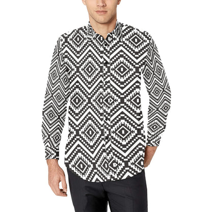 Tribal Pattern Print Design LKS303 Men's Long Sleeve Dress Shirt