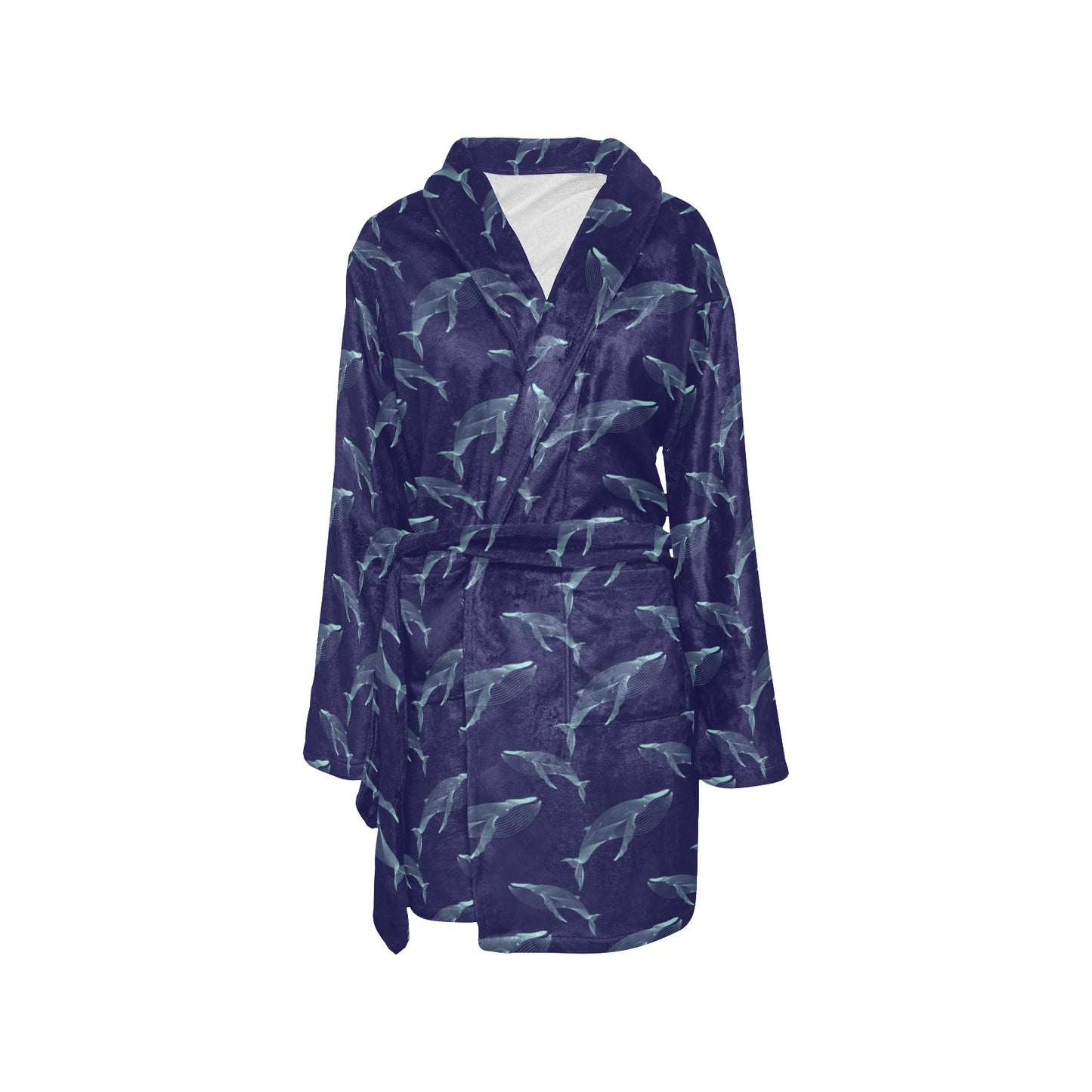 Blue Whale Print Design LKS402 Women's Fleece Robe