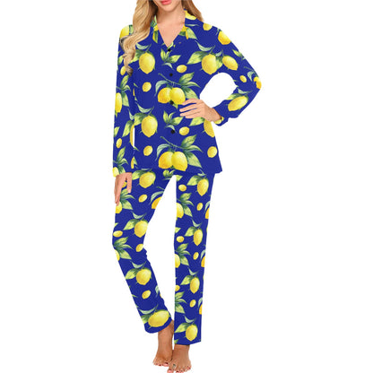Lemon Pattern Print Design LM06 Women's Long Pajama Set