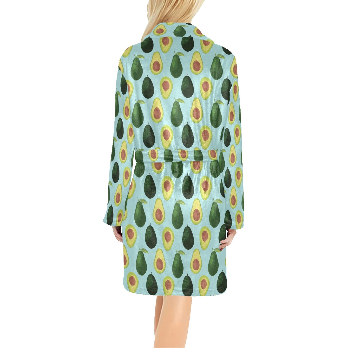 Avocado Pattern Print Design 04 Women's Fleece Robe
