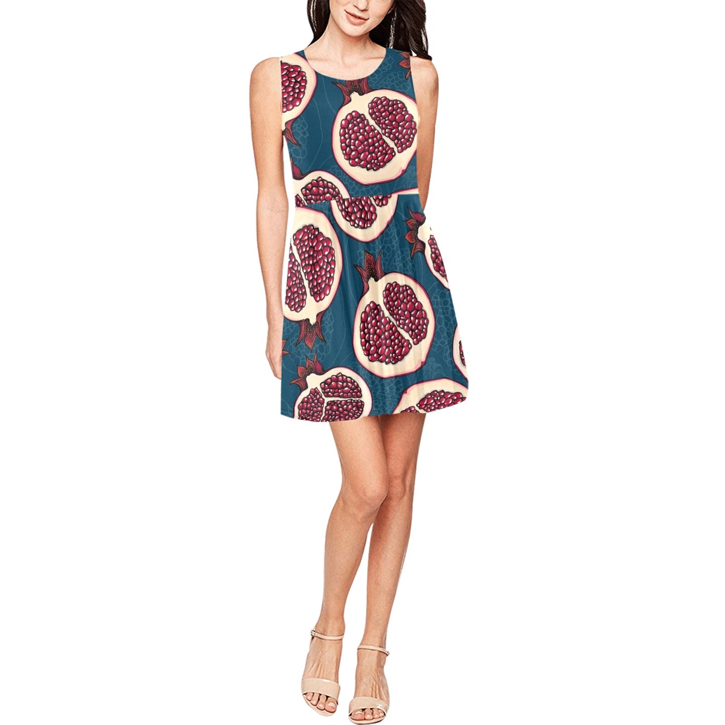Pomegranate Pattern Print Design PG02 Sleeveless Dress