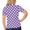 Gingham Purple Pattern Print Design 03 Women's Polo Shirt