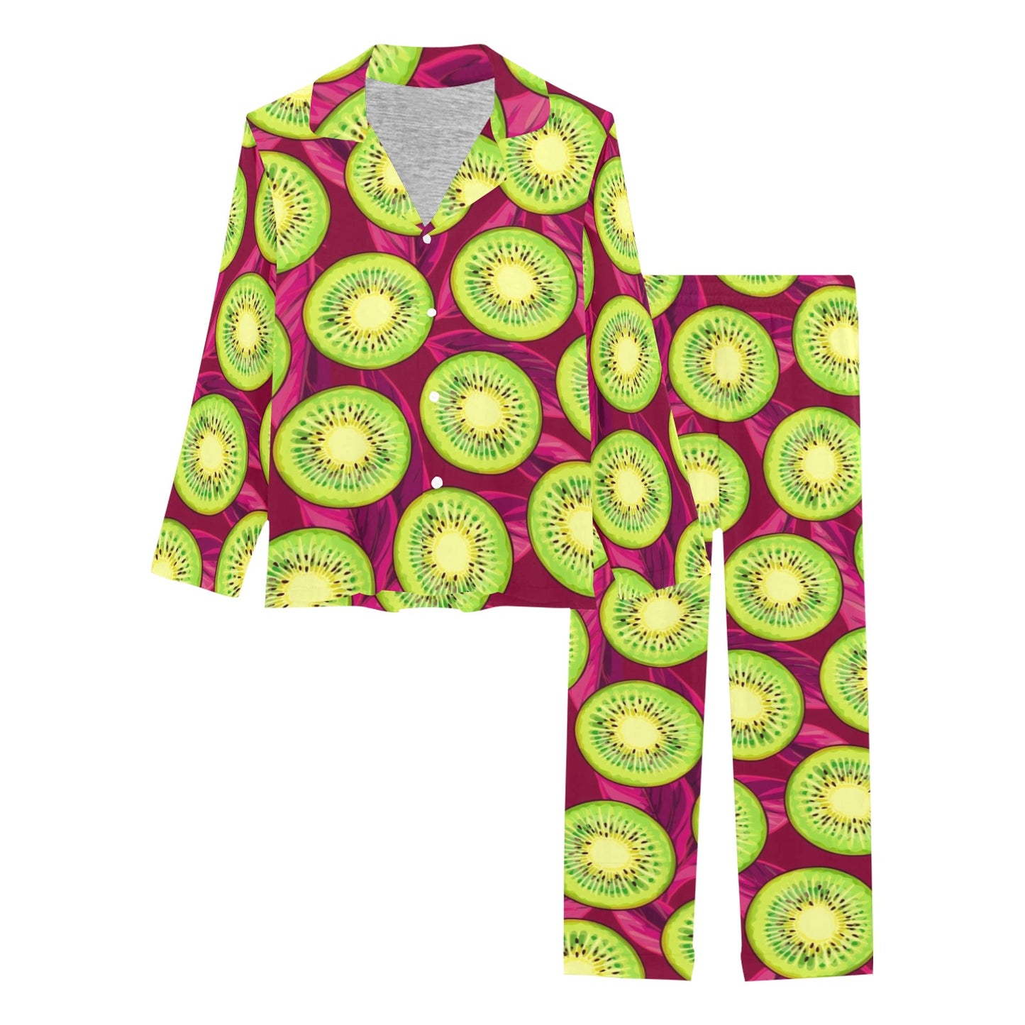Kiwi Pattern Print Design KW05 Women's Long Pajama Set