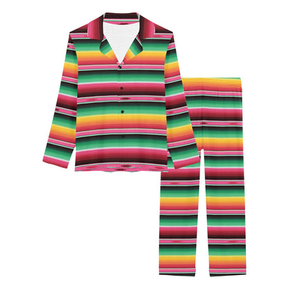 Mexican Blanket Classic Print Pattern Women's Long Pajama Set