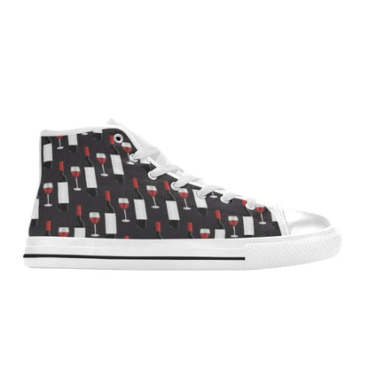 Wine Print Design LKS309 Men's High Top Canvas Shoes