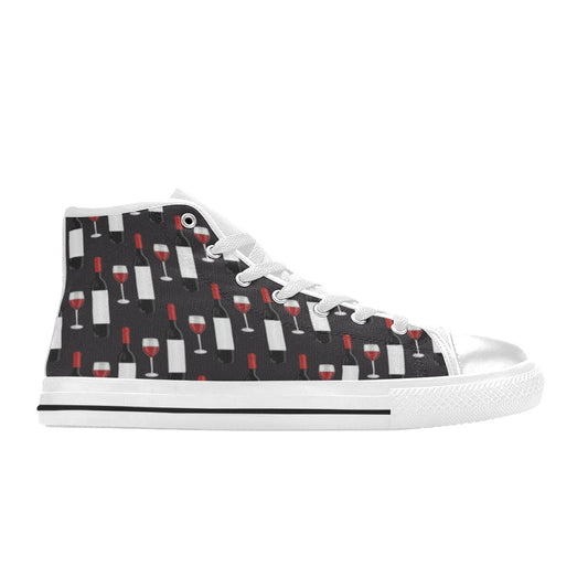 Wine Print Design LKS309 Men's High Top Canvas Shoes