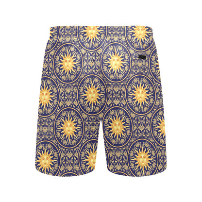 Celestial Gold Sun Face Men's Swim Trunks Beach Shorts