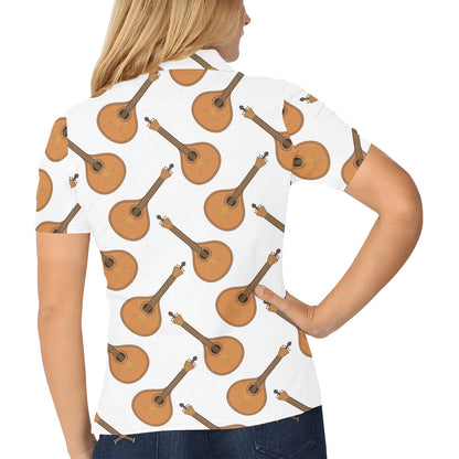 Mandolin Pattern Print Design 01 Women's Polo Shirt