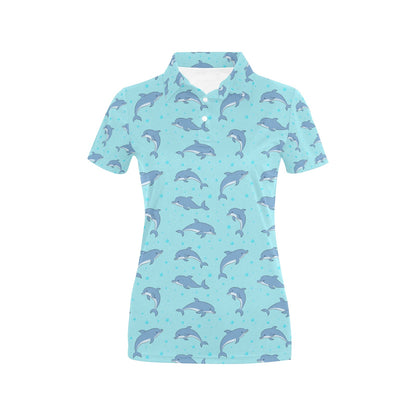 Dolphin Baby Cute Print Pattern Women's Polo Shirt