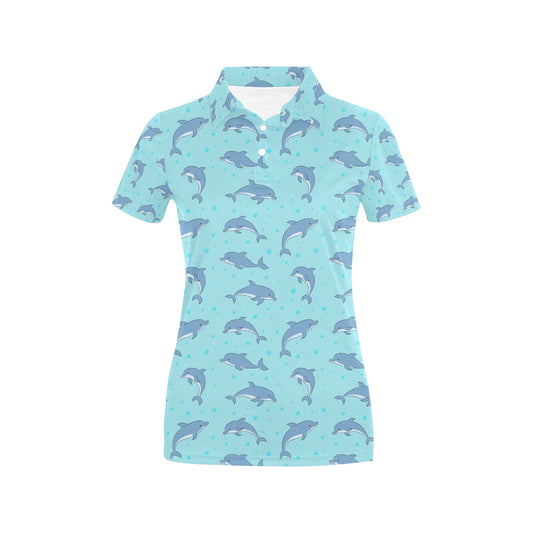 Dolphin Baby Cute Print Pattern Women's Polo Shirt