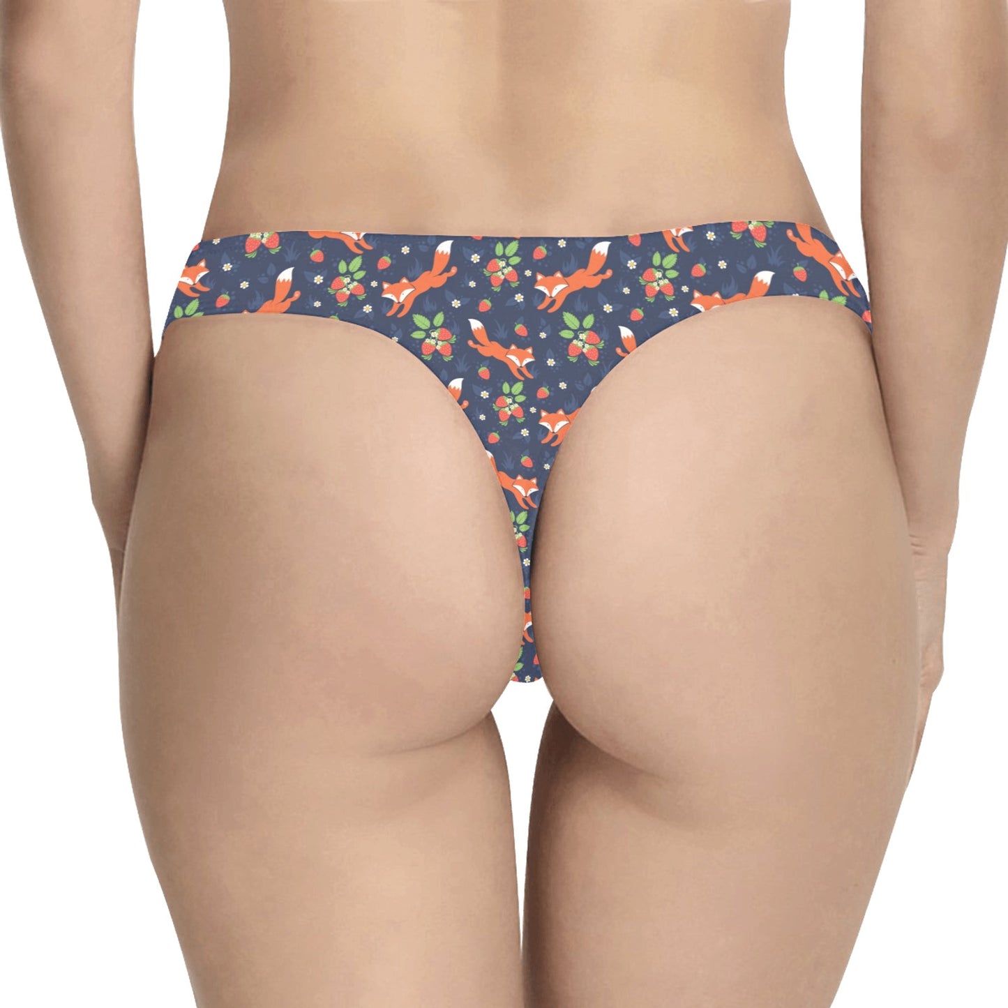 Fox Strawberry Print Pattern Women's Thongs