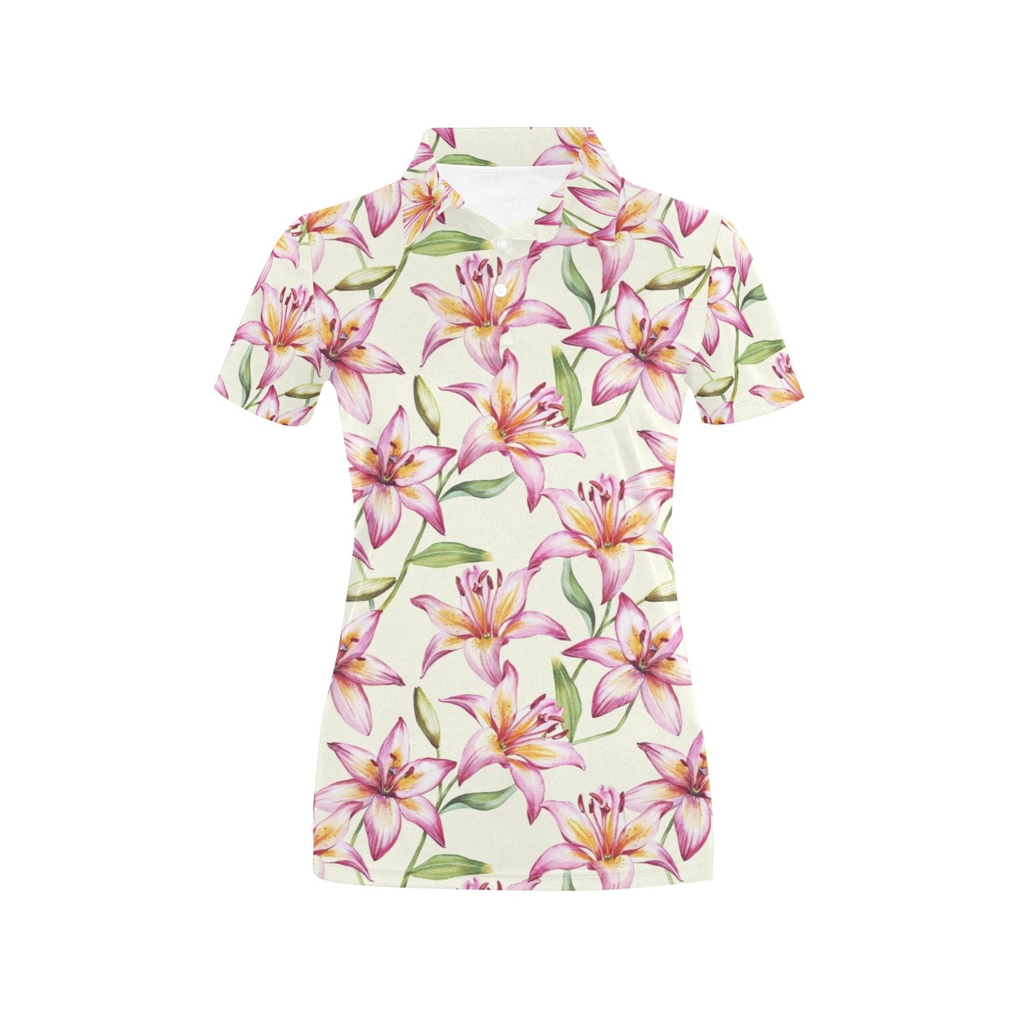 Lily Pattern Print Design LY011 Women's Polo Shirt